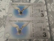 Uang Asing Uncut Polymer X2 Specimen Arctic Territories $3