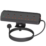 9 in 1 Desk Power Station with UK Standard Socket Table Clamp 2M Extension Cord Independent Switch O