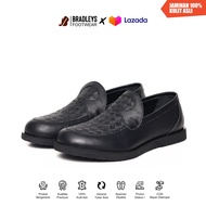 Bradleys Botega Black - Sepatu Kulit Formal Slip On Pria Motif Anyam
