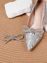 1對白色鑲嵌花朵鞋夾,適用於婚禮鞋,高跟鞋,平底鞋diy可拆卸鞋裝飾