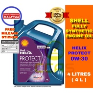 ( 100% Ori ) SHELL HELIX PROTECT 0W30 FULLY SYNTHETIC ENGINE OIL 4L [Pasaran Malaysia] Minyak Enjin