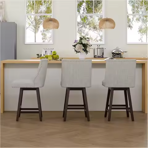 Counter Height Swivel Bar Stools,Bar Stools Set of 3,26 Inch Modern Counter Height Barstools,Kitchen