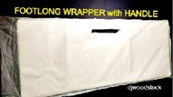 FOOTLONG PLASTIC WRAPPER with HANDLE, 100 pcs, PLAIN WHITE