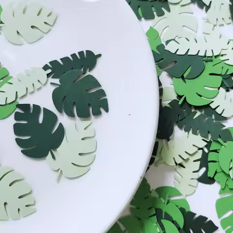 100Pcs Monstera Paper Confetti Leaf Plants Summer Party Confetti Decor Filled Balloon Confetti Birth