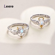 Leere Jewelry Couple Ring Silver Blue Moonstone Devil Angel
