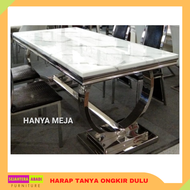 meja makan marmer exclusive 4 kursi / 6 kursi stainless steel IMPORT