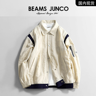 BEAMS JUNCO เสื้อแจ็คเก็ตผู้ชายทรงหลวมสบาย ๆ ฤดูใบไม้ผลิและฤดูใบไม้ร่วง เสื้อคลุมกันหนาวแบบมีฮู้ดสำห