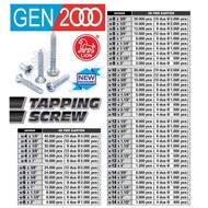 Fh Tapg Screw Screw Flat Head Screw 6 x 1/2" Inch Lion 2000 Pcs