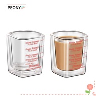 PEONIES 2pcs Espresso Shot Glass, Black/Red Glass Measuring Cup, Serviceable 6*6*5 CM Square Glass Cup Home