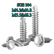 Self Drilling Screw Hexagon Head Awing Screw Skru Bumbung 304 stainless steel M4.2/M4.8/M5.5/M6.3 屋顶
