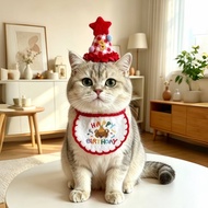 Cat Birthday Photo Props Decoration Birthday Hat Bib
