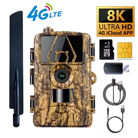 4G LTE Hunting Trail Camera 60MP 8K APP Control Night Vision Photo Trap Support SIM Card Cellular Ca