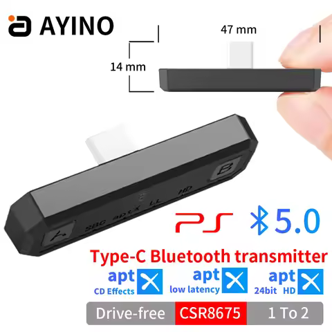 AYINO MR285 Bluetooth 5.0 Wireless Audio Transmitter APTX HD/LL USB Type C Transceiver Adapter For N
