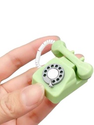 1 件娃娃屋家具微型復古電話老式電話家居家具裝飾微型模擬玩具