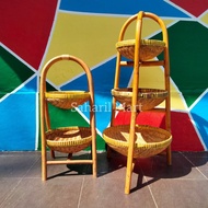 Kraftangan Bakul Bawang Rotan Melaka 2 dan 3 Tingkat Kreatif dan Cantik