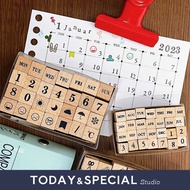 KODOMO Wooden Seal Combination Wooden Handbook Alphanumeric Seal Calendar Punch Card