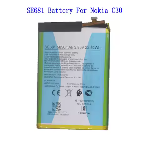 1x 5850mAh 22.52Wh SE681 Replacement Battery For Nokia C30 Batteries