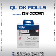 Brother Original Genuine DK‑22251 Black and Red on White Continuous Paper Label Tape 62 mm × 15.24 m