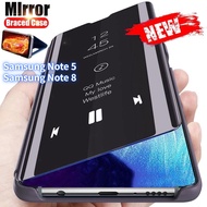 Mirror Flip Case For Samsung Galaxy Note 8 Samsung Note 5 Shockproof Holder Back Cover Phone Case Support Answer Phone without Flip