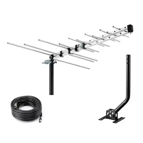 Outdoor Yagi HD Antenna Long-Range Digital TV Antenna with 40FT RG6 Coax Cable and J Mount Ideal for