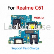 1-5pcs Charging Board With IC USB Charging Port Dock Connector For Realme C61 Charger Port Board Rep