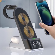 Wireless Charger 15W Fast Charging H36 Six-In-One Multi-Function นาฬิกาปลุกฐานชาร์จสำหรับ Apple Watch Airpods Iphone13 Fore