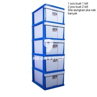 DOLPHIN Drawer 5 Tier Plastic Drawer Storage Cabinets Clothes Almari Plastics Laci Plastik Rak Baju 