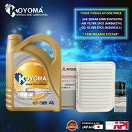 MITSUBISHI ASX,GRANDIS NA4W,OUTLANDER AIR FILTER +OIL FILTER +KOYOMA 10W40 SEMI SYNTHETIC ENGINE OIL