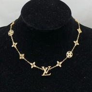 LV Style Classic Logo Diamond Necklace New Style Light Luxury High-End Necklace Influencer Same Styl