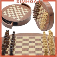 [Simhoa1] Wooden Chess Set Strategy Game Lightweight Chess Game Educational Portable Board Game Trav