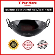TSMaster Enamel Wok Double Handle Thick Kuali Besi Kuali Hitam Chinese Wok Cast Iron Wok Stir-Fry Wo