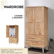 WARDROBE NORDIC RUSTIC DESIGN 2 DOOR 2 DRAWER/WARDROBE / CLOTHS ORGANIZER / BEDROOM STORAGE CABINET/ BEDROOM CABINET