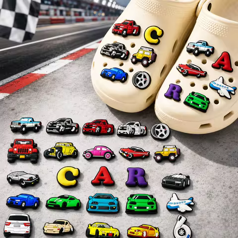 1/25PCS Shoe Charms Sports Car Accessories,Truck Wheel Pins Charms for Shoes,Jeep Sandal Buckles for