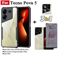 3in1เคสโทรศัพท์กันกระแทก Tecno Pova 5สำหรับ Tecno Pova5 Pova 5ป้องกันการสอดแนมชนิดเคลือบเพื่อความอ่อนโยนกระจกฟิล์มกระจก iPhone X พร้อม Privacy ด้าน