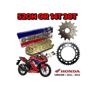 PROFORMANCE SPROCKET SET HONDA CBR250R / CB250R / CBR250RR HIGH QUALITY Full Set O-RING Gold Chain 5
