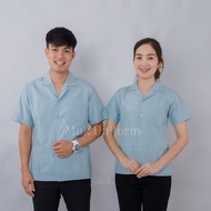 เสื้อกาวน์ คอปก  เขียว-ขาว เขียวริ้ว แขนสั้น ไม่มีโลโก้ มุกยูนิฟอร์ม Mukuniform