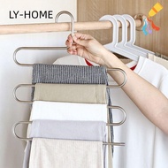 LY Clothes Hanger, Stainless Steel Non Slip Trousers Hangers, Durable Strong Bearing Capacity S Shape Storage Rack Space Saver