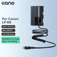 llano Canon佳能 LP-E6 C a n o n ถอดรหัสแบตเตอรี่เลียนแบบ ด้วยประเภท-C PD สปริงสายอะแดปเตอร์ไฟฟ้า สำหรั