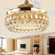 Gold Luxury Crystal Ceiling Fans With Light Remote Control Chandelier Bedroom With light LED 42 Inch Ceiling Fan Light 1