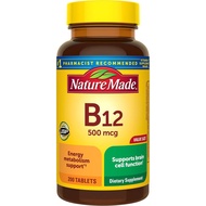 Nature Made Vitamin B12 500 mg for Energy Metaboli Support, 200 Tablets