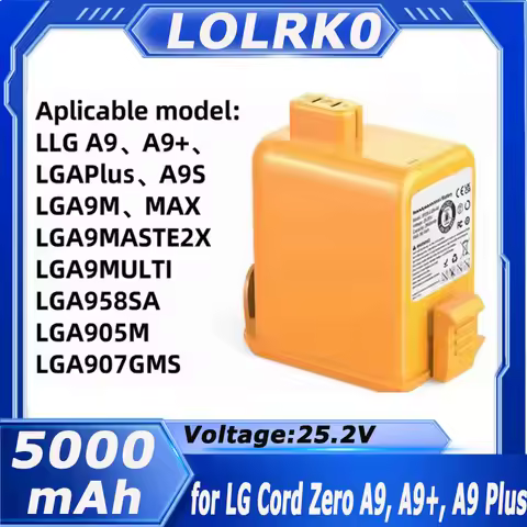 for LG CordZero A9 Battery 5000mAh 6000mAh Replacement Compatible with A9S/P9 Vacuum EAC63382204/EAC