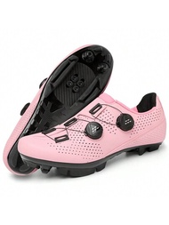 粉紅色 單車運動鞋 MTB卡扣鞋 女士戶外山地車鞋 平面踏板鞋 男士Spd賽車自行車透氣鞋