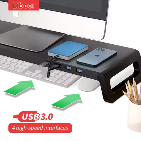 Monitor Stand Desk Monitor Stand Riser with USB 3.0 Hub Lightweight Sturdy Aluminium ABS Material Mo