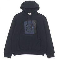 全新未使用 □愛馬仕 Hermes 2023 Armor/Decare 羊皮細節套頭連帽衫 深海軍藍 M 男款