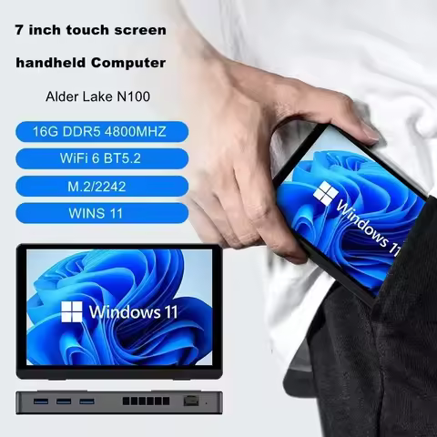 SZBOX 7 Inch Alder Lake N305/N150/N200 Mini PC DDR5 NVMe SSD Windows 11Touch Screen Tablet WiFi6 BT5