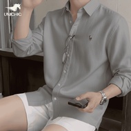 Ma Dao Success High Quality Horse Embroidered Men's Shirt Navy Blue OXFORD Fabric & Absorbent LINEN 