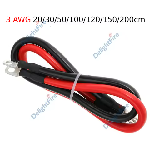 35mm² Inverter Solar Silicone Wire 3AWG Battery Cable With M6 M8 M10 Lug Rings Red Black Electrical 
