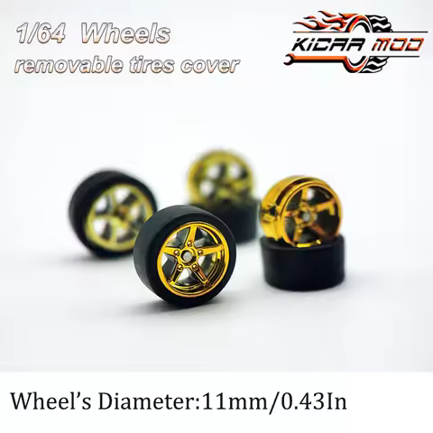 1/64 RLC Premium Wheels with Rubber Slick Tires for Hot Wheels Advan GT Model Car Refitting Parts D:
