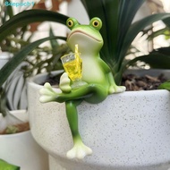 [READY STOCK] Frog Hanging Flower Pot, Decorative Cartoon Standing Frog Figurines, Cute Hand-Painted