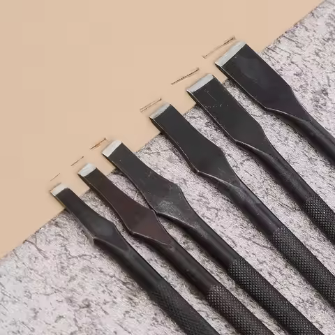 3/5/6/8/10/12mm Leathercraft Tool Slot Punches Flat Tip Straight Punch Hollow Cutter DIY Hand Work L